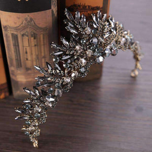 Planet Gates Black Baroque Crown Tiaras Queen Vintage Crystal Rhinestone Bridal Hair Accessories Bride Headbands Wedding Hair Jewelry
