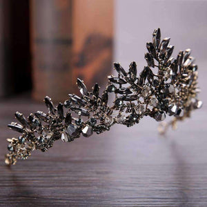 Planet Gates Black Baroque Crown Tiaras Queen Vintage Crystal Rhinestone Bridal Hair Accessories Bride Headbands Wedding Hair Jewelry