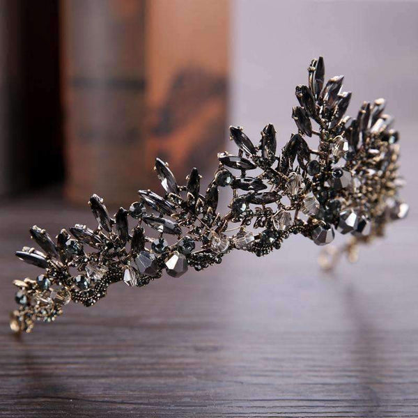 Planet Gates Black Baroque Crown Tiaras Queen Vintage Crystal Rhinestone Bridal Hair Accessories Bride Headbands Wedding Hair Jewelry