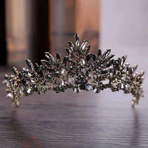 Planet Gates Black Baroque Crown Tiaras Queen Vintage Crystal Rhinestone Bridal Hair Accessories Bride Headbands Wedding Hair Jewelry