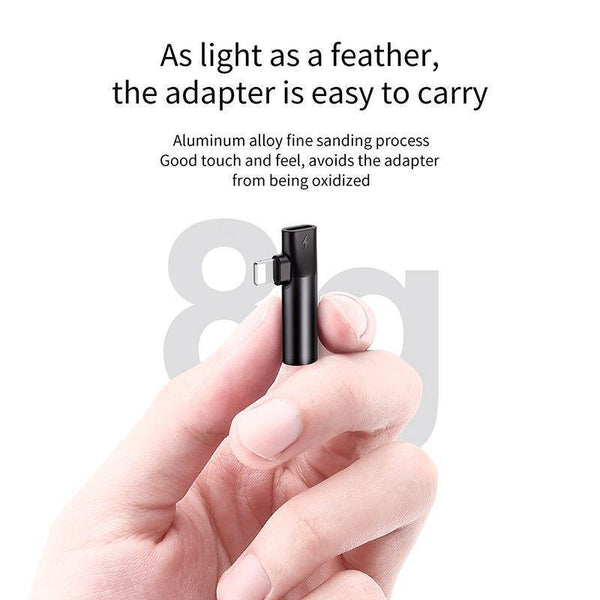 Planet Gates Black Baseus 2 in 1 Audio Adapter for iPhone Xs Max XR Xs X 8 Converter to 3.5mm Aux Jack Earphone Splitter Extension Charging Adapter