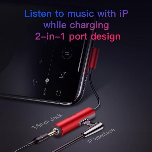 Planet Gates Black Baseus 2 in 1 Aux Audio Cable Splitter for iPhone Xs Max 7 Extension USB Cable Adapter for iPhone To 3.5mm Jack Earphone Adapter