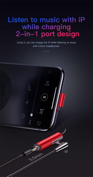 Planet Gates Black Baseus 2 in 1 Aux Audio Cable Splitter for iPhone Xs Max 7 Extension USB Cable Adapter for iPhone To 3.5mm Jack Earphone Adapter