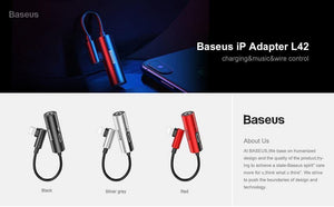 Planet Gates Black Baseus 2 in 1 Aux Audio Cable Splitter for iPhone Xs Max 7 Extension USB Cable Adapter for iPhone To 3.5mm Jack Earphone Adapter