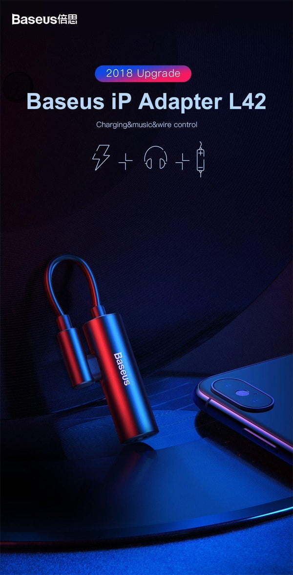 Planet Gates Black Baseus 2 in 1 Aux Audio Cable Splitter for iPhone Xs Max 7 Extension USB Cable Adapter for iPhone To 3.5mm Jack Earphone Adapter