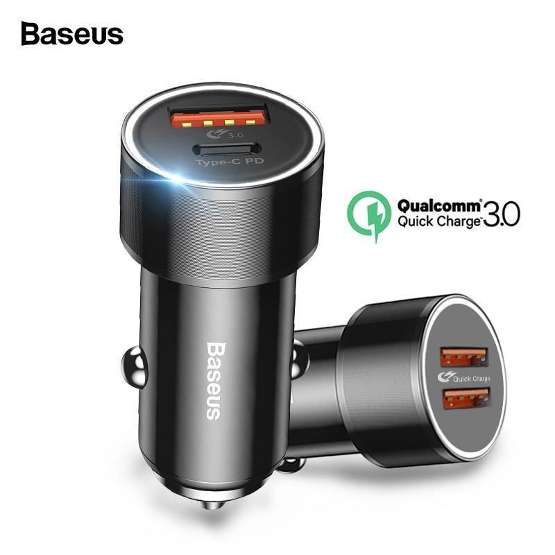 Baseus 36w USB Car Charger Quick Charge 3.0 QC QC3.0 Type C PD Fast Car Charging Charger For iPhone Samsung Xiaomi Mobile Phone - Planet Gates