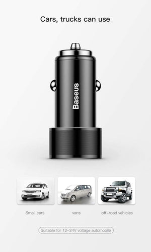 Planet Gates Black Baseus 36w USB Car Charger Quick Charge 3.0 QC QC3.0 Type C PD Fast Car Charging Charger For iPhone Samsung Xiaomi Mobile Phone