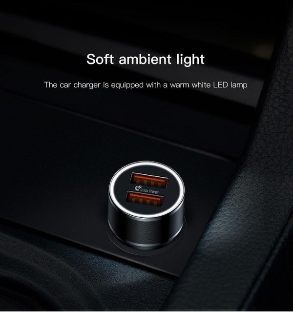 Planet Gates Black Baseus 36w USB Car Charger Quick Charge 3.0 QC QC3.0 Type C PD Fast Car Charging Charger For iPhone Samsung Xiaomi Mobile Phone