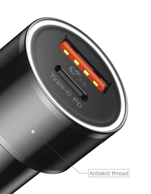 Planet Gates Black Baseus 36w USB Car Charger Quick Charge 3.0 QC QC3.0 Type C PD Fast Car Charging Charger For iPhone Samsung Xiaomi Mobile Phone