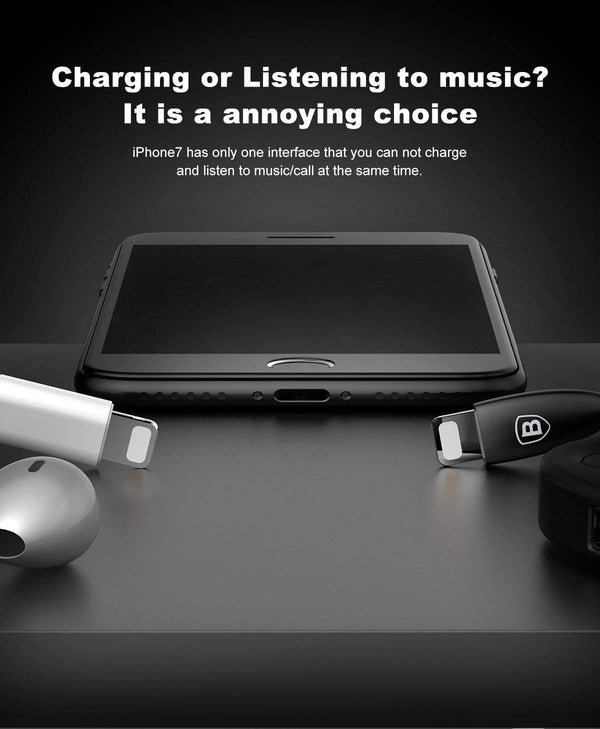 Planet Gates Black Baseus Aux Audio Earphone Headphone Adapter For iPhone Xs Max Xr X 8 7 Connector Charger Splitter 2 in 1 For Lightning Adapter