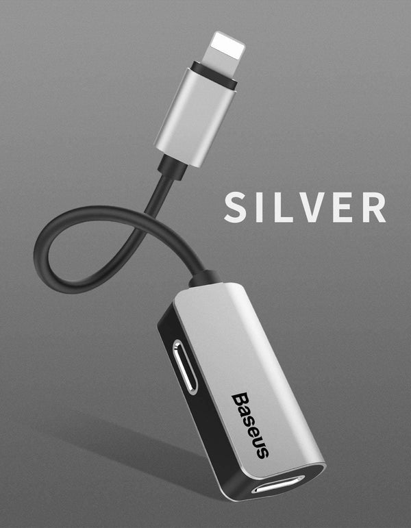 Planet Gates Black Baseus Aux Audio Earphone Headphone Adapter For iPhone Xs Max Xr X 8 7 Connector Charger Splitter 2 in 1 For Lightning Adapter