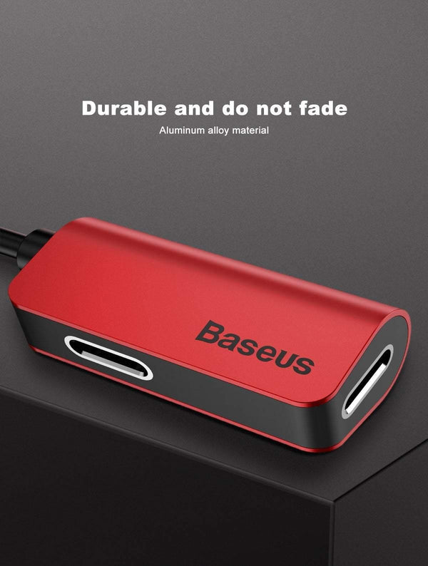 Planet Gates Black Baseus Aux Audio Earphone Headphone Adapter For iPhone Xs Max Xr X 8 7 Connector Charger Splitter 2 in 1 For Lightning Adapter