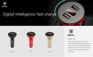 Planet Gates Black Baseus Car Charger Digital LED Display Mobile Phone Charger Dual USB Car Phone Charger for iPhone Samsung Tablet Travel Adapter