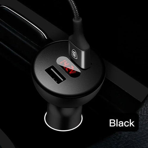 Planet Gates Black Baseus Car Charger Digital LED Display Mobile Phone Charger Dual USB Car Phone Charger for iPhone Samsung Tablet Travel Adapter