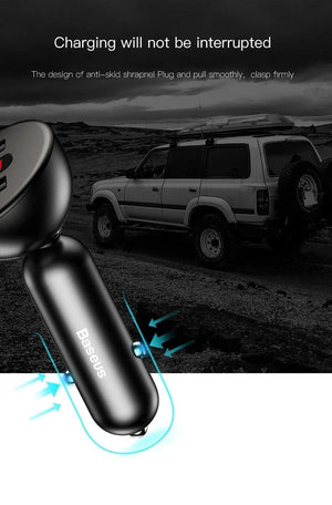 Planet Gates Black Baseus Car Charger Digital LED Display Mobile Phone Charger Dual USB Car Phone Charger for iPhone Samsung Tablet Travel Adapter