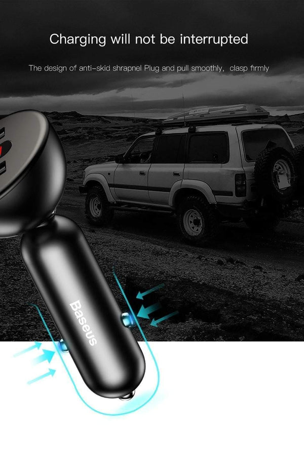 Planet Gates Black Baseus Car Charger Digital LED Display Mobile Phone Charger Dual USB Car Phone Charger for iPhone Samsung Tablet Travel Adapter