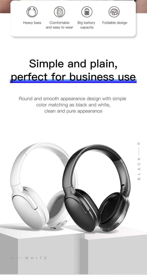 Planet Gates BLACK Baseus D02 Bluetooth Headphone, Foldable 25 Hours Music Play Wireless headphones Portable Bluetooth Earphone with Mic for Phone