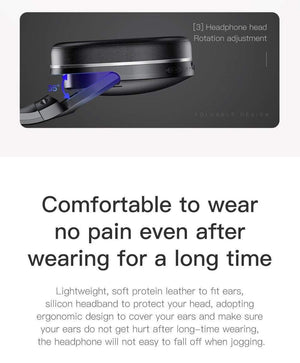 Planet Gates BLACK Baseus D02 Bluetooth Headphone, Foldable 25 Hours Music Play Wireless headphones Portable Bluetooth Earphone with Mic for Phone