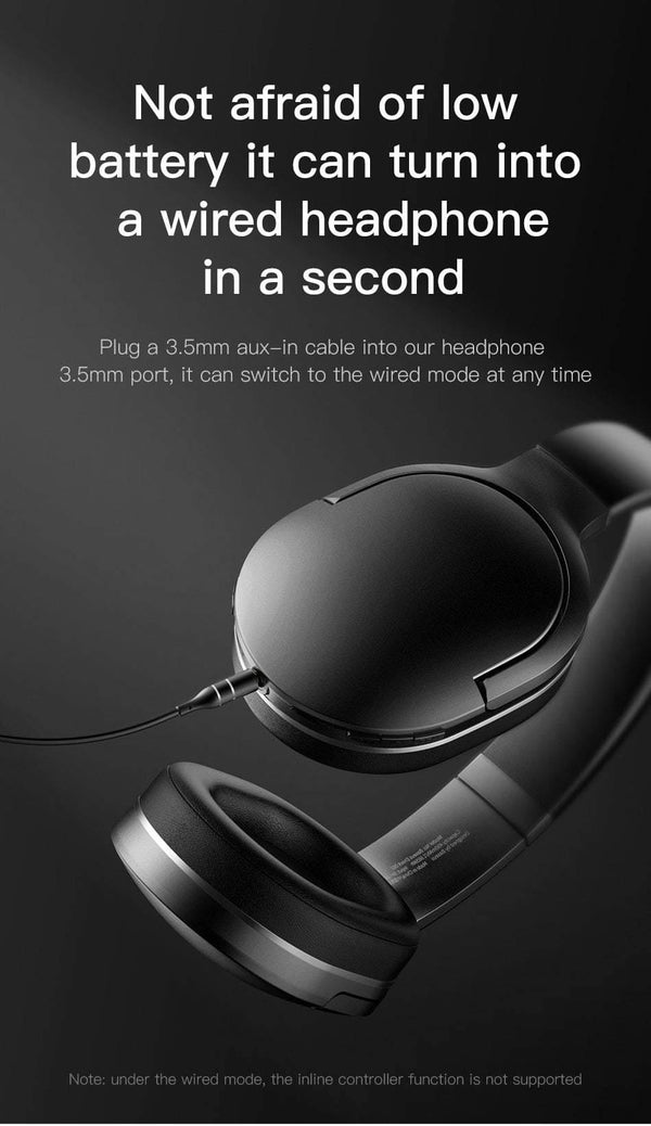 Planet Gates BLACK Baseus D02 Bluetooth Headphone, Foldable 25 Hours Music Play Wireless headphones Portable Bluetooth Earphone with Mic for Phone