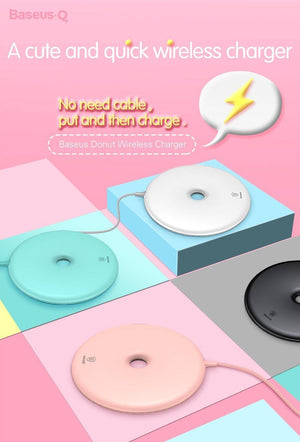 Planet Gates black Baseus Donut Wireless Charger For iPhone X 8 Samsung Note8 S8 S9 S9+ S7 15W Wireless Qi Quick Charging Charger For Mobile Phone