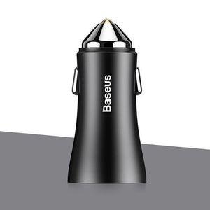 Planet Gates Black Baseus Dual USB Car Charger For iPhone XS Samsung Mobile Phone Charger Car Cigar Lighter Tablet GPS Travel Adapter Phone Charger