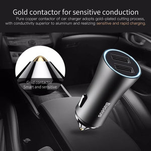 Planet Gates Black Baseus Dual USB Car Charger For iPhone XS Samsung Mobile Phone Charger Car Cigar Lighter Tablet GPS Travel Adapter Phone Charger