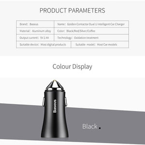Planet Gates Black Baseus Dual USB Car Charger For iPhone XS Samsung Mobile Phone Charger Car Cigar Lighter Tablet GPS Travel Adapter Phone Charger