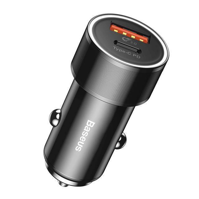 Planet Gates Baseus Fast Car Phone Charger for iPhone USB Type C PD Quick Charge 3.0 QC3.0 Car Charger For Samsung S9  Xiaomi Mi8 Car-Charger