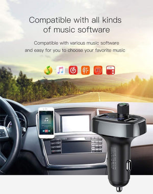 Planet Gates Black Baseus FM Transmitter Aux Modulator Bluetooth Car Charger Kit Handsfree Audio MP3 Player 3.4A Dual USB Fast Mobile Phone Charger