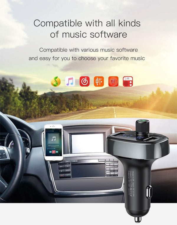 Planet Gates Black Baseus FM Transmitter Aux Modulator Bluetooth Car Charger Kit Handsfree Audio MP3 Player 3.4A Dual USB Fast Mobile Phone Charger