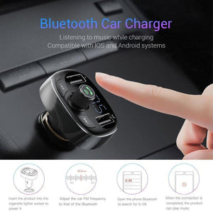 Planet Gates Black Baseus FM Transmitter Aux Modulator Bluetooth Car Charger Kit Handsfree Audio MP3 Player 3.4A Dual USB Fast Mobile Phone Charger