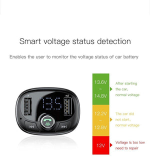 Planet Gates Black Baseus FM Transmitter Aux Modulator Bluetooth Car Charger Kit Handsfree Audio MP3 Player 3.4A Dual USB Fast Mobile Phone Charger