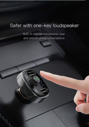 Planet Gates Black Baseus FM Transmitter Aux Modulator Bluetooth Car Charger Kit Handsfree Audio MP3 Player 3.4A Dual USB Fast Mobile Phone Charger