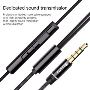 Planet Gates BLACK Baseus H06 In-ear Stereo Bass Earphones Headphones 3.5mm jack wired control HiFi Earbuds Headset for iPhone Xiaomi Mobile Phone
