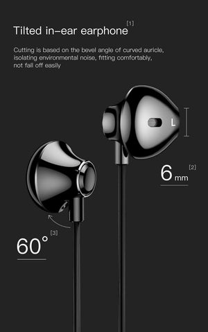 Planet Gates BLACK Baseus H06 In-ear Stereo Bass Earphones Headphones 3.5mm jack wired control HiFi Earbuds Headset for iPhone Xiaomi Mobile Phone