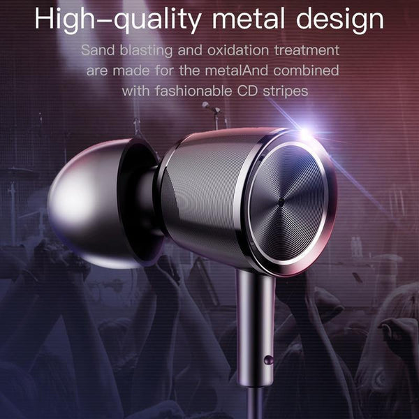 Planet Gates Black Baseus H07 Hi-Res Audio Wired Earphone Headset With Mic Metal In-Ear Earphone Stereo Bass Sound With 3.5mm Jack Earbuds kulakl k