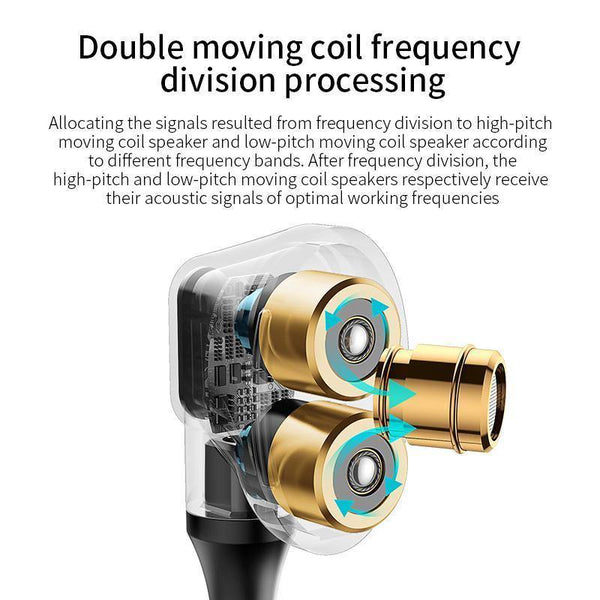 Planet Gates BLACK Baseus H10 Double dynamic 3.5MM Wired Earphone stereo bass sound earphones with mic for xiaomi  fone de ouvido auriculares MP3