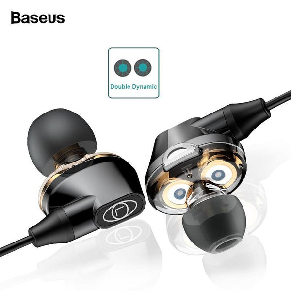 Planet Gates Black Baseus H10 Dual Dynamic Driver Wired Earphone For Phone Stereo Sound Casque 3.5mm Jack Earpiece With Mic kulakl k Fone De Ouvido