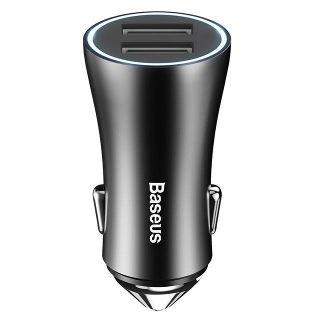 Planet Gates Baseus LED Car USB Charger For iPhone Samsung Xiaomi 2.4A Fast Charge Adapter Metal Mini USB Car-Charger For Mobile Phone