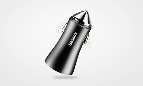 Planet Gates Black Baseus LED Car USB Charger For iPhone Samsung Xiaomi 2.4A Fast Charge Adapter Metal Mini USB Car-Charger For Mobile Phone