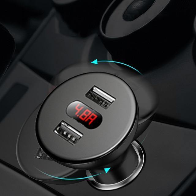Planet Gates Baseus LED Display 4.8A Dual USB Car Charger Adapter For iPhone Samung Xiaomi Fast Car Charging 360 Rotation Car Phone Charger