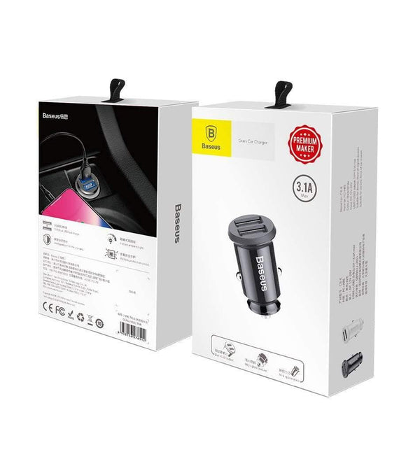 Planet Gates Black Baseus Mini Car Charger For iPhone Xs Samsung Xiaomi mi 3.1A Fast Car Charging Dual USB Car Charger Adapter Mobile Phone Charger