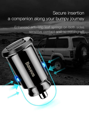 Planet Gates Black Baseus Mini Car Charger For iPhone Xs Samsung Xiaomi mi 3.1A Fast Car Charging Dual USB Car Charger Adapter Mobile Phone Charger