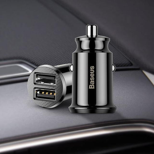 Planet Gates Black Baseus Mini Car Charger For iPhone Xs Samsung Xiaomi mi 3.1A Fast Car Charging Dual USB Car Charger Adapter Mobile Phone Charger