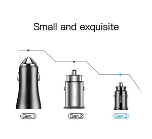 Planet Gates Black Baseus Mini Car Charger For iPhone Xs Samsung Xiaomi mi 3.1A Fast Car Charging Dual USB Car Charger Adapter Mobile Phone Charger