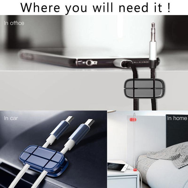 Planet Gates Black Baseus Mobile Phone Cable Clip For Car Desktop Tidy Charger Cable Organizer For Data Cable Digital Wire Charging Cable Winder