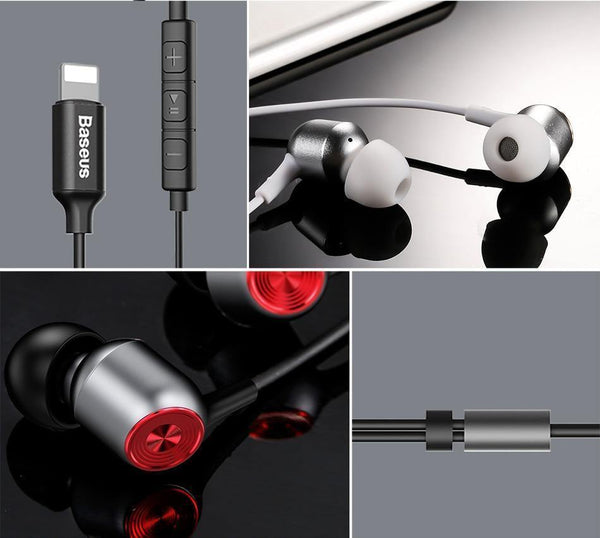 Planet Gates Black Baseus P02 Wired Earphone Stereo Bass Sound Headset In Ear Earphones With Mic Earpiece For iPhone X 8 7 IOS 11 10 9 8 7 kulakl k