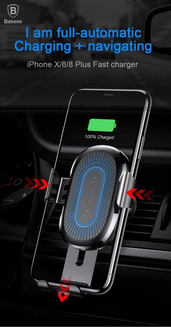 Planet Gates Black Baseus Qi Car Wireless Charger For iPhone 8 X XS Max XR Samsung Mobile Phone Charger 10W Fast Wireless Car Charging Mount Holder