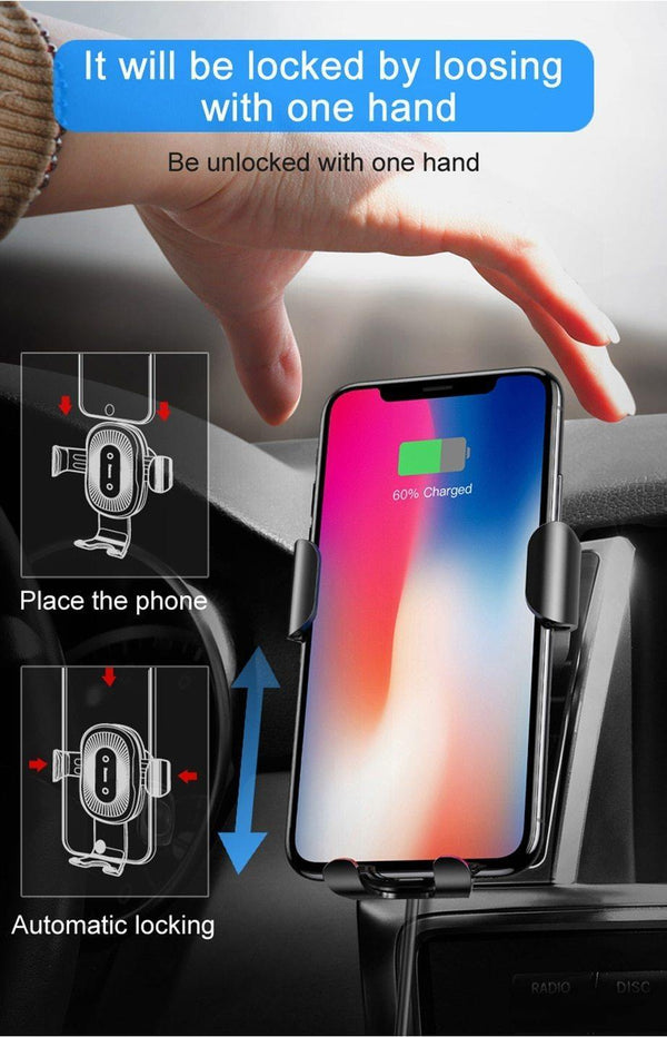 Planet Gates Black Baseus Qi Car Wireless Charger For iPhone 8 X XS Max XR Samsung Mobile Phone Charger 10W Fast Wireless Car Charging Mount Holder