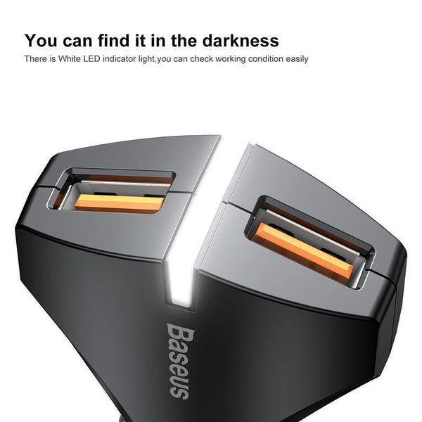 Planet Gates Black Baseus Quick Charge 3.0 Car Charger 5V3A QC3.0 Turbo Fast Charging Car-charger Dual USB Car Mobile Phone Charger For iPhone 8 7